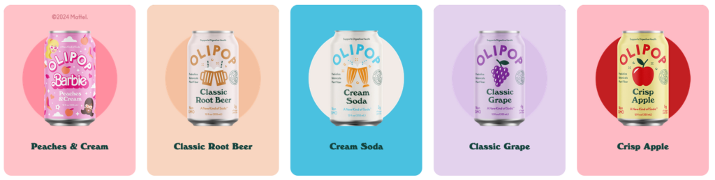 assorted flavors of olipop prebiotic soda 